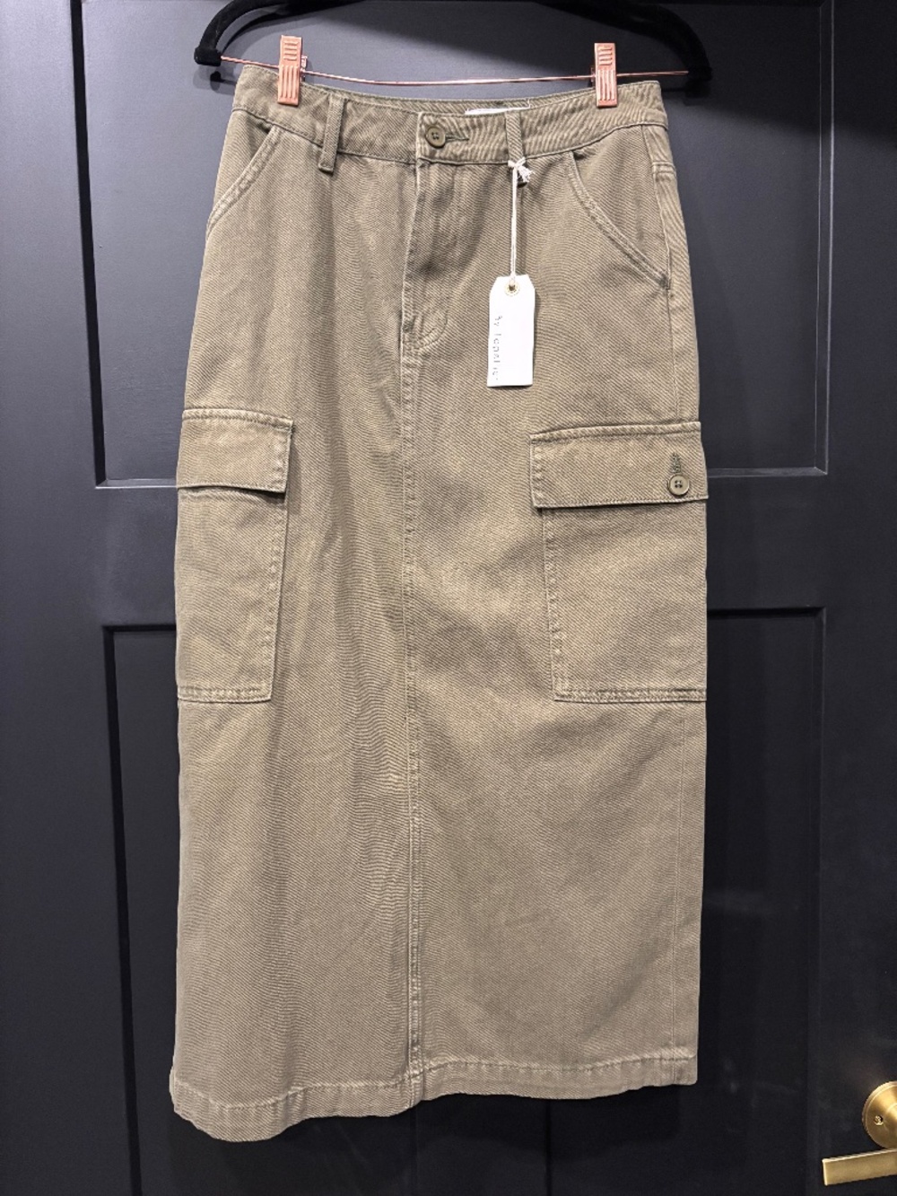 Olive denim skirt
